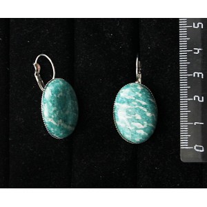 Серьги из амазонита, овал 25х18мм, замок петелька