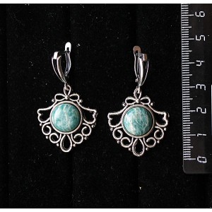 Серьги из амазонита, круг12мм, оправа "балерина"