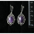 Серьги из аметиста, "принцесса", овал 14х10мм, швензы посеребрение