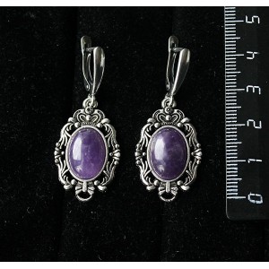 Серьги из аметиста, "принцесса", овал 14х10мм, швензы посеребрение