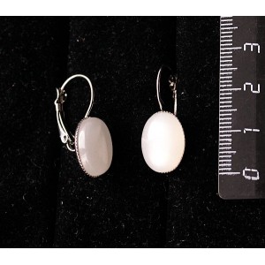 Cерьги из кварца розового, овал 14х10мм, замок петелька