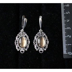 Серьги из раухтопаза, "принцесса", овал 14х10мм, швензы посеребрение