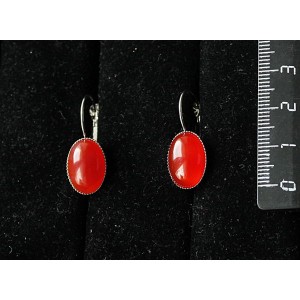 Cерьги из сердолика, овал 14х10мм, замок петелька