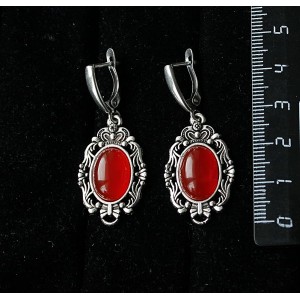 Серьги из сердолика,  "принцесса", овал 14х10мм, швензы посеребрение