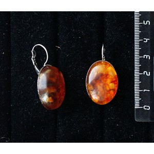 Серьги из янтаря светлого, кабошон-мозаика, овал 25х18мм, замок петелька