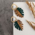 Серьги ассорти "Ваканда" летиша, монстера, цвет зелено-коричневый, цвет золотистый