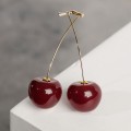 Серьги пластик "Ягодка" черешня, цвет бордовый, цвет золотистый
