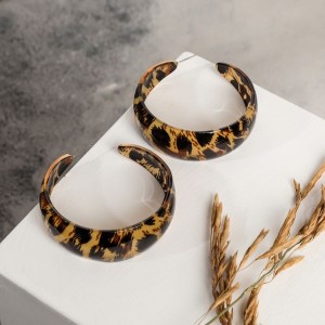 Серьги-кольца "Танзания" леопард, цветные. d=5.5