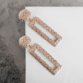 Серьги металл "Карибы" длинный прямоугольник, цвет розовое золото