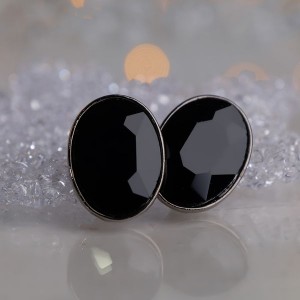 Клипсы "Вечеринка" овалы, цвет чёрный в сером металле