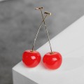 Серьги пластик "Ягодка" вишня, цвет розовый, цвет золотистый