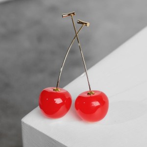 Серьги пластик "Ягодка" вишня, цвет розовый, цвет золотистый