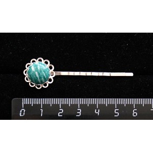 Заколка-невидимка из амазонита, круг 12мм