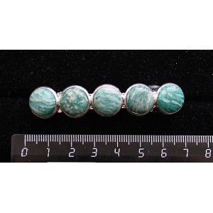 Заколка из амазонита 6см, круг 12мм, 5 камней