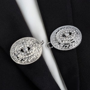 Зажим для кардигана "бочонок", цвет белый, цвет серебристый