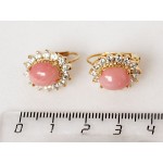 Серьги из коралла "овал в цирконах"