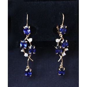 Серьги из шпинели с цирконами "веточка"