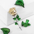 Брошь "Цветок" роза, цвет зелёный в серебряно-золотом