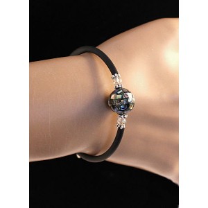 Браслет из гелиотиса на струнке, шарик-мозаика 12мм