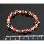 Браслет из граната, сердолика и горного хрусталя, шарик 11,8 и 6мм