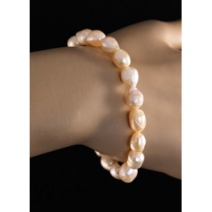 Браслет из жемчуга, цвет кремовый, овал 8-10мм