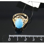 C830 Кольцо родиум с бирюзой (имитация) "греческое"