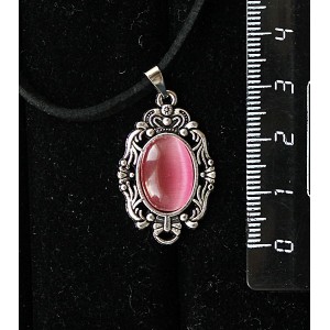 Кулон из кошачьего глаза (синт.), цвет розовый, "принцесса", овал 14х10мм