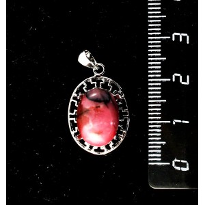 Кулон из родонита, "греческий", родиум, 14х10мм