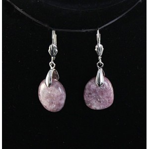 Серьги из лепидолита, галтовка 14-22мм