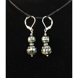 Серьги из гелиотиса, шарик-мозаика 10 и 8мм