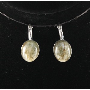 Серьги из волосатика, овал 18х13мм замок петелька