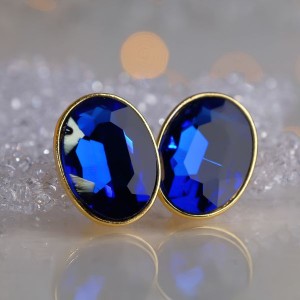 Клипсы "Вечеринка" овалы, цвет синий, цвет золотистый