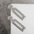 Серьги металл "Карибы" длинный прямоугольник, цвет серебро
