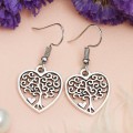 Серьги металл "Любовь" дерево в сердце, цвет чернёное серебро