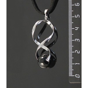 Кулон из агата черного, коннектор "спираль", шарик 12мм