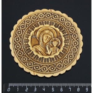 Зеркало береста круглое 85мм "икона Богоматерь Казанская"