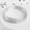 Браслет металл "Каркас" тонкая нить, набор 10 шт, цвет серебро