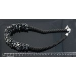 Колье из обсидиана снежного плетеное на шнуре 9мм