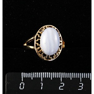 Кольцо c агатом голубым (сапфирин) , греческое, 14х10мм