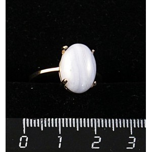 Кольцо c агатом голубым (сапфирин),  овал 14х10мм