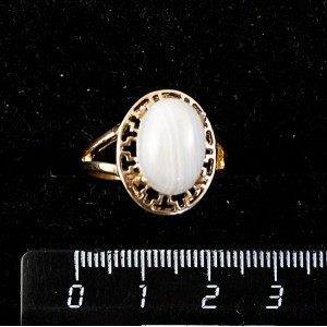 Кольцо c агатом белым , греческое, 14х10мм
