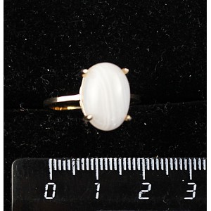 Кольцо c агатом белым,  овал 14х10мм