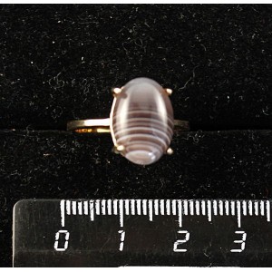 Кольцо c агатом серо-коричневым,  овал 14х10мм