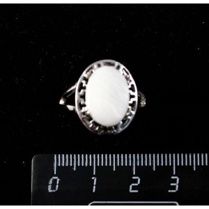 Кольцо c перламутром, греческое, родиум, 14х10мм