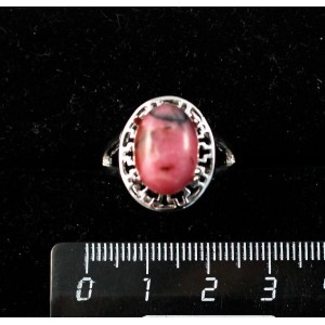 Кольцо c родонитом, греческое, родиум, 14х10мм