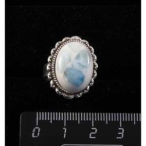 Кольцо с ларимаром, кабошон-мозаика, овал 18x13, литая основа, безразмерное