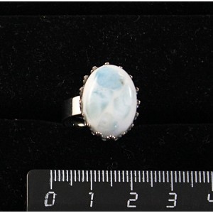 Кольцо с ларимаром, кабошон-мозаика, овал 18х13мм, безразмерное