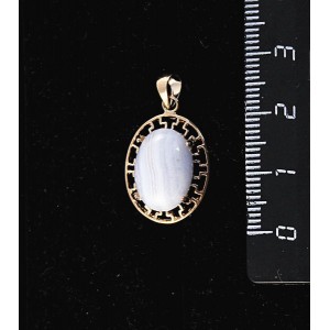 Кулон из агата голубого (сапфирин), "греческий", 14х10мм