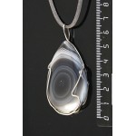 Кулон из агата серого (ботсванский), капля 52х32мм, мельхиор