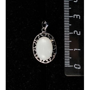 Кулон из агата белого, "греческий", родиум, 14х10мм